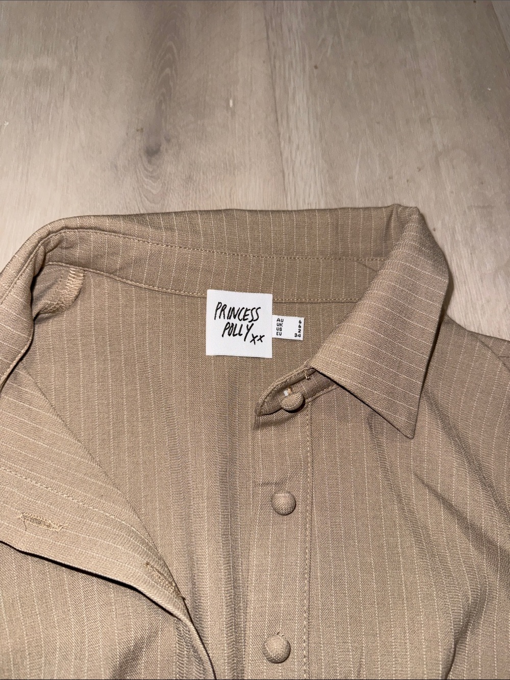 Princess Polly Ribbed Button-Front Collared Top - Brown - Picture 2 of 5